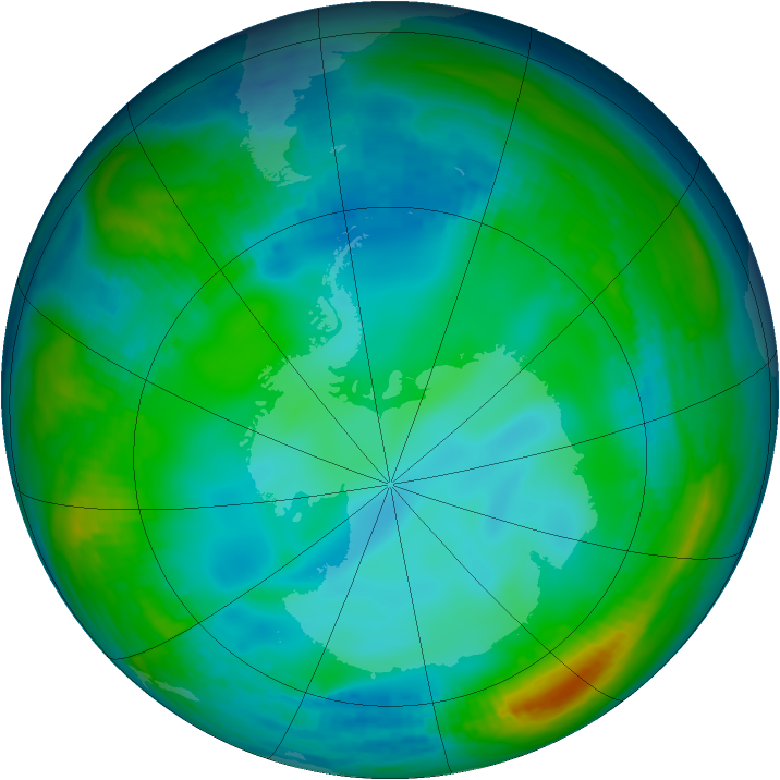 Antarctic ozone map for 03 June 1998